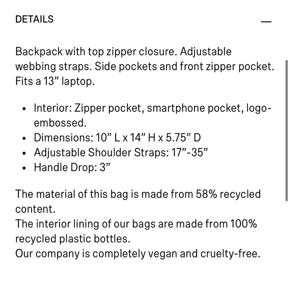 Black Vegan Leather Matt & Nat Brave Backpack for 13” Laptop - Picture 9 of 9